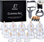 Ditind Juego de terapia de ventosas, juego de ventosas de 18 piezas, kit profesional de ventosas para terapia de masaje, ventosas actualizadas portátiles con funda, ventosas de bomba para celulitis, alivio del dolor muscular y terapia física.