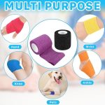 PLMMOUT Paquete de 26 vendajes autoadhesivos, 2 pulgadas x 5 yardas, transpirable, envoltura autoadherente, envoltura elástica atlética cohesiva, envoltura veterinaria no tejida para primeros - Image 4