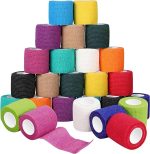 PLMMOUT Paquete de 26 vendajes autoadhesivos, 2 pulgadas x 5 yardas, transpirable, envoltura autoadherente, envoltura elástica atlética cohesiva, envoltura veterinaria no tejida para primeros