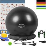 Bola de yoga, bola de ejercicio de 25.6 in, bola de estabilidad, antideslizante y antiexplosión para yoga, pilates, parto, equilibrio y fitness con guía de entrenamiento y bomba rápida